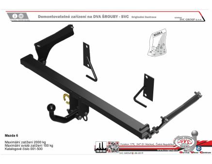 Tažné zařízení Mazda 6 06/2013->12/2018, Sedan