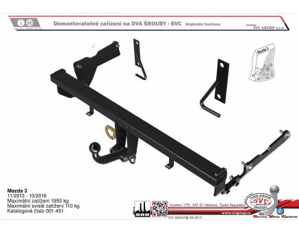 Tažné zařízení Mazda 3 11/2013->10/2019, Hatchback
