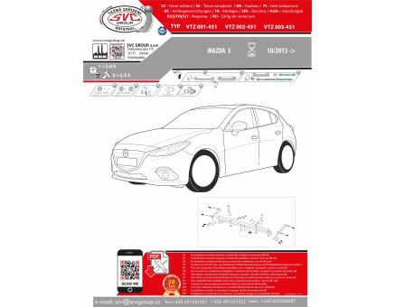 Tažné zařízení Mazda 3 11/2013->10/2019, Hatchback