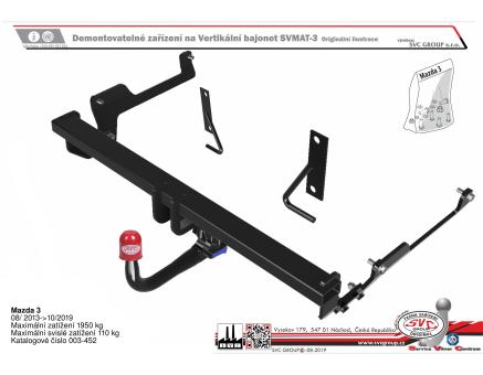 Tažné zařízení Mazda 3 08/2013->12/2019, Sedan