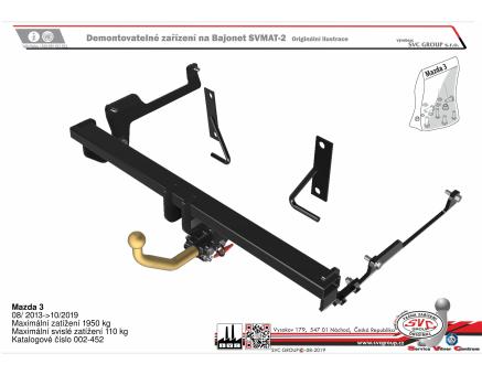 Tažné zařízení Mazda 3 08/2013->12/2019, Sedan
