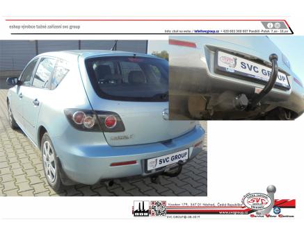 Tažné zařízení Mazda 3 10/2003->09/2009, Hatchback