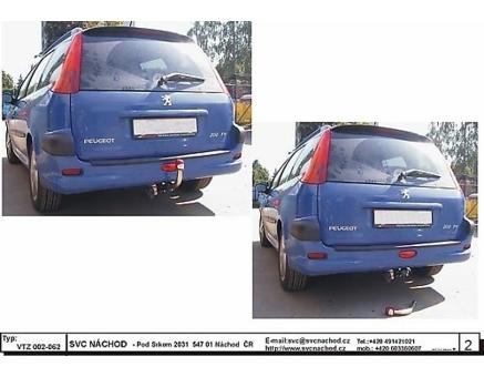 Tažné zařízení Peugeot 206 07/2002->02/2007, Kombi