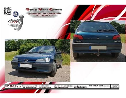 Tažné zařízení Peugeot 306 01/1993->10/2003, Hatchback