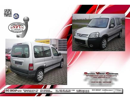 Tažné zařízení Peugeot Partner 01/1996->03/2008, Standardní L1