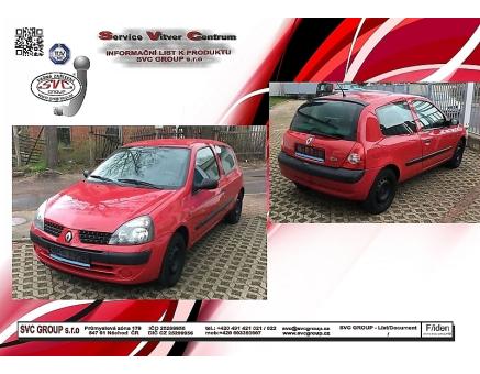 Tažné zařízení Renault Clio 01/2001->08/2005, Hatchback