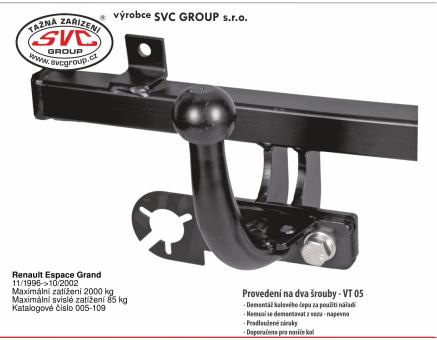 Tažné zařízení Renault Espace Grand 11/1996->12/2001, Typ III