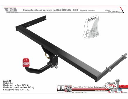 Tažné zařízení Audi A3 05/2013->03/2000, Sedan