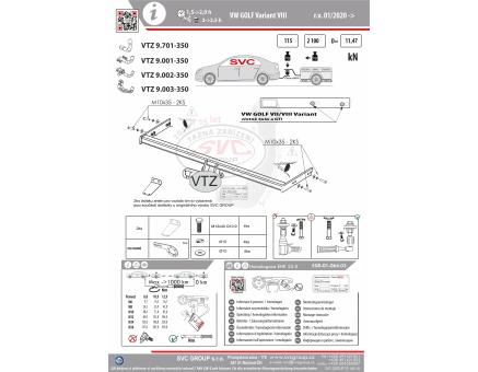 Tažné zařízení VOLKSWAGEN Golf 09/2020->, Variant / Combi