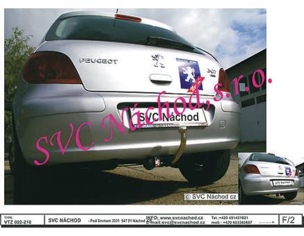 Tažné zařízení Peugeot 307 03/2005->04/2008, Hatchback