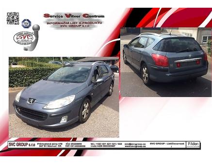 Tažné zařízení Peugeot 407 08/2008->12/2010, Kombi