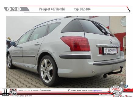 Tažné zařízení Peugeot 407 08/2008->12/2010, Kombi