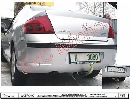 Tažné zařízení Peugeot 407 08/2008->12/2010, Sedan