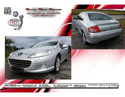 Tažné zařízení Peugeot 407 08/2008->12/2010, Sedan