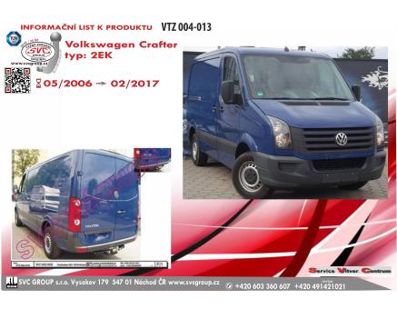 Tažné zařízení VOLKSWAGEN Crafter 05/2006->02/2017, Dodávka/Bus