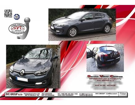 Tažné zařízení Renault Megane 11/2008->08/2015, Hatchback