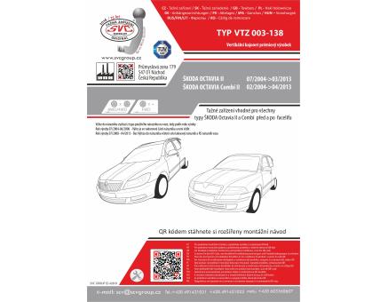 Tažné zařízení Škoda Octavia 02/2004->06/2008, Combi