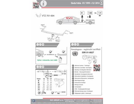 Tažné zařízení Škoda Fabia 01/1999->05/2007, Hatchback
