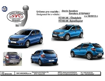 Tažné zařízení Dacia Sandero 09/2012->01/2017