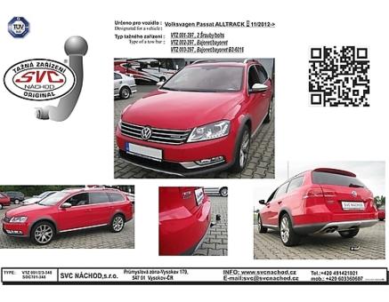 Tažné zařízení VOLKSWAGEN Passat 01/2012->12/2014, Alltrack