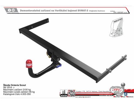 Tažné zařízení Škoda Octavia Scout 06/2014->05/2020