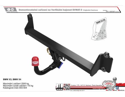 Tažné zařízení BMW X3 04/2014->10/2017