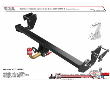Tažné zařízení Mercedes VITO + VIANO 08/2005->10/2014, serie V-klase