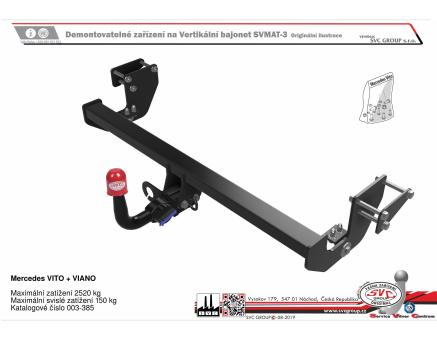 Tažné zařízení Mercedes VITO + VIANO 10/2003->07/2005, serie V-klase