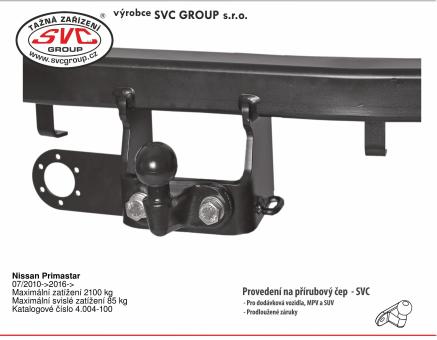 Tažné zařízení Nissan Primastar 07/2010->12/2015, Dodávka/Bus