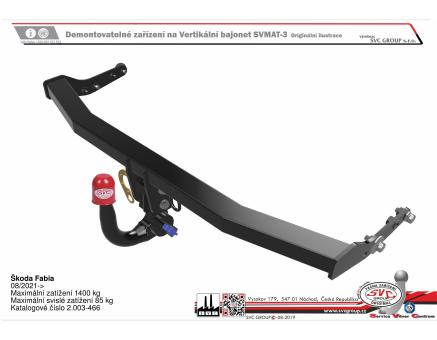 Tažné zařízení Škoda Fabia 08/2021->, Hatchback