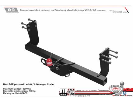 Tažné zařízení VOLKSWAGEN Crafter 03/2017->, Podvozek/Pick-up/Valník