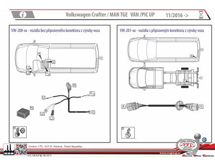 Tažné zařízení VOLKSWAGEN Crafter 03/2017->, Podvozek/Pick-up/Valník