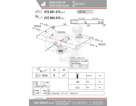 Tažné zařízení Škoda Fabia 08/2018->, Combi