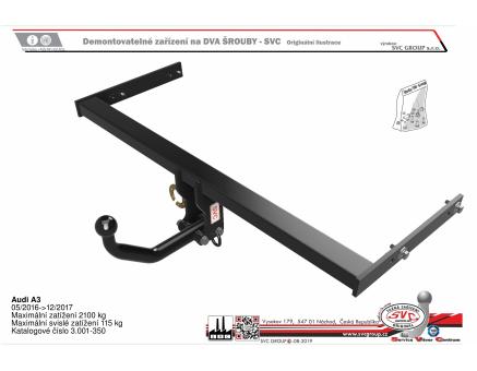 Tažné zařízení Audi A3 05/2016->12/2017, Hatchback