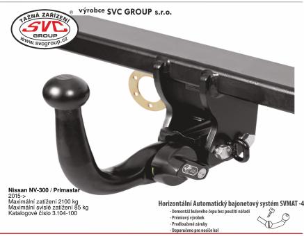 Tažné zařízení Nissan Primastar 01/2015->12/2021, Dodávka/Bus