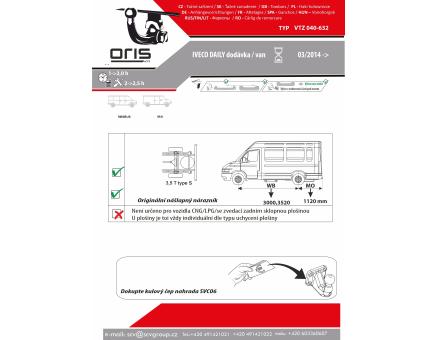 Tažné zařízení Iveco Daily 05/2014->, DO 3,5 t Van / BUS
