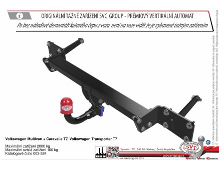 Tažné zařízení VOLKSWAGEN Transporter T7 11/2022->, Van / Multivan / Caravelle