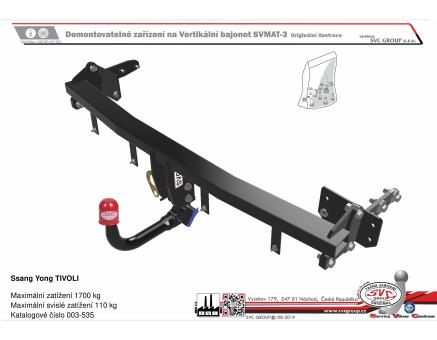 Tažné zařízení Ssang Yong TIVOLI 06/2015->08/2019