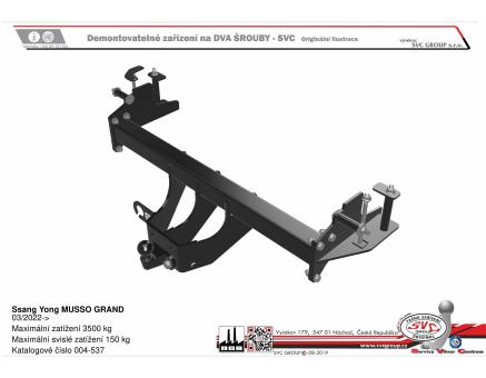 Tažné zařízení Ssang Yong MUSSO GRAND 04/2019->02/2022