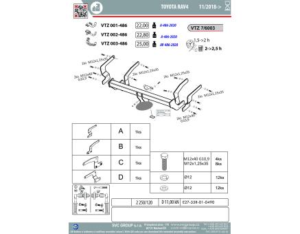 Tažné zařízení Toyota RAV-4 11/2018->