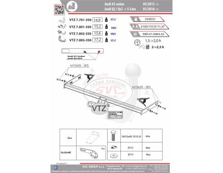 Tažné zařízení Audi Q2 08/2023->, GAB