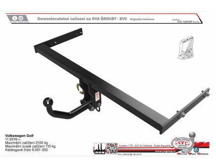 Tažné zařízení VOLKSWAGEN Golf 08/2023->, Hatchback
