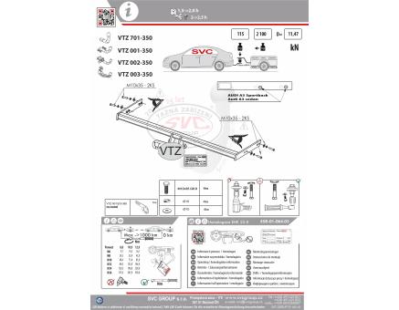Tažné zařízení Audi A3 08/2023->, Sportback