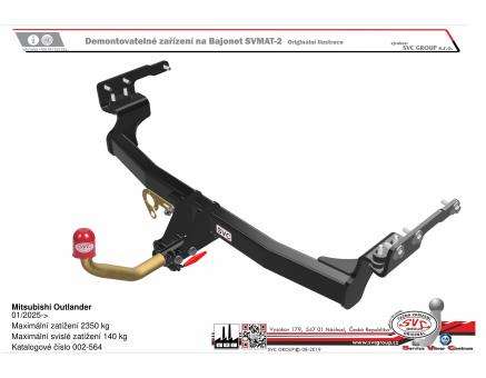 Tažné zařízení Mitsubishi Outlander 01/2025->