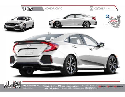 Tažné zařízení Honda Civic 02/2017->, Hatchback