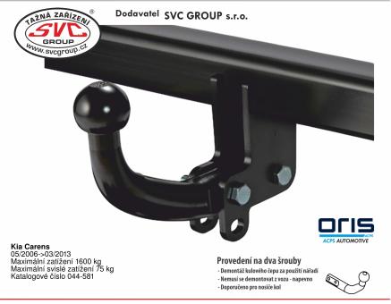 Tažné zařízení Kia Carens 05/2006->03/2013