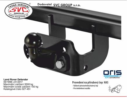 Tažné zařízení Land Rover Defender 09/1998->01/2017