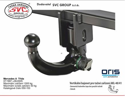 Tažné zařízení Mercedes A  Třída 07/1997->06/2005, Hatchback