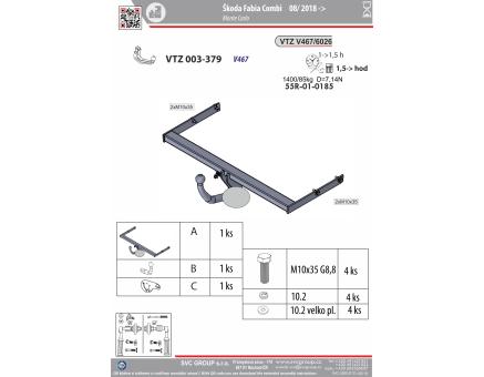 Tažné zařízení Škoda Fabia 08/2018->, Combi