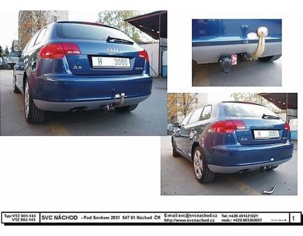 Tažné zařízení Audi A3 01/2004->01/2013, Sportback